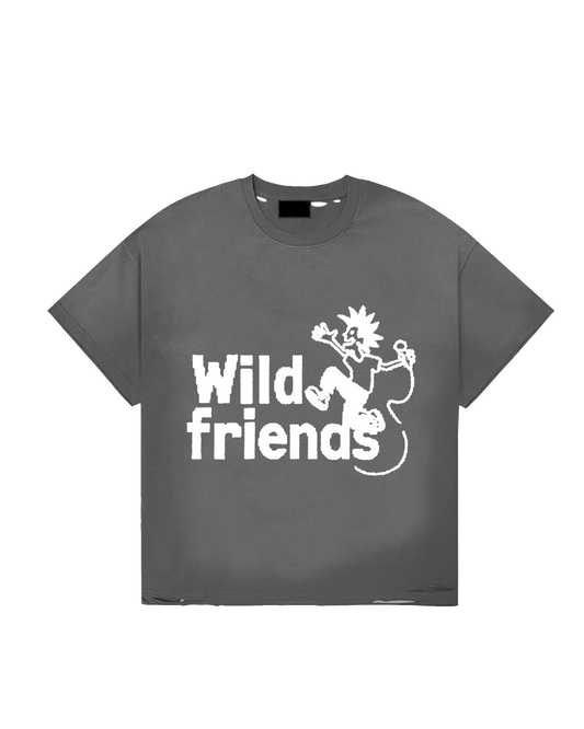 Wild Friends Mascot Crop Tee – Charcoal Grey